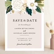 "Classic Floral" - Save the Dates in Cream by Alethea and Ruth - Front