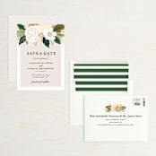 "Classic Floral" - Save the Dates in Cream by Alethea and Ruth - Assembled