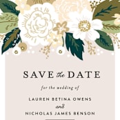 "Classic Floral" - Save the Dates in Cream by Alethea and Ruth - Detail