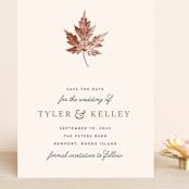 "Leaf Print" - Save the Dates in Mocha by Katharine Watson - Front
