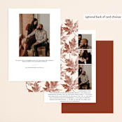 "Leaf Print" - Save the Dates in Mocha by Katharine Watson - Back of Card Options
