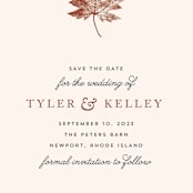 "Leaf Print" - Save the Dates in Mocha by Katharine Watson - Detail