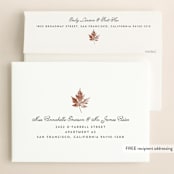 "Leaf Print" - Save the Dates in Mocha by Katharine Watson - FREE Recipient Addressing