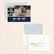 "Modern Ribbon" - Save the Dates in Navy by Stacey Meacham - Assembled