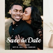 "Retro Script" - Save the Dates in Cotton by Hooray Creative - Front