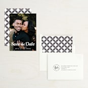 "Retro Script" - Save the Dates in Cotton by Hooray Creative - Assembled