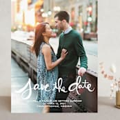 "Hand-Lettered" - Save the Dates in Lily by Dean Street - Front