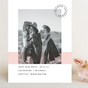 "Sealed with a Kiss" - Save the Dates in Blush by Hudson meet Rose - Front