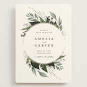 "Natures Greens" - Save the Dates in Ivory by Susan Moyal - Front