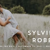 "Modern offset" - Save the Dates in Cream by Stacey Meacham - Detail
