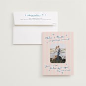 "The Right Stripes" - Save the Dates in Pink Grapefruit by Jackie Crawford - Save the Date with Envelope
