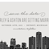 "Big City - Detroit" - Save the Dates in Light Taupe by Hooray Creative - Detail