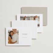 "Trifold" - Save the Dates in Linen by Robert and Stella - Back of Card Options