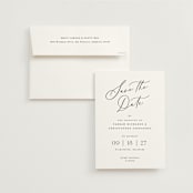 "Beautifully Scripted" - Save the Dates in Pearl by Hooray Creative - Save the Date with Envelope