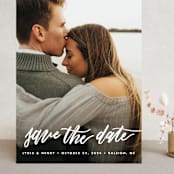 "Lettered bliss" - Save the Dates in Silk by Stacey Meacham - Front