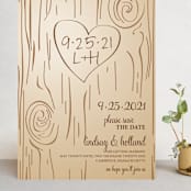 "Fall Carving" - Save the Dates in Woodgrain by Amanda Joy - Front
