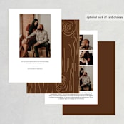 "Fall Carving" - Save the Dates in Woodgrain by Amanda Joy - Back of Card Options