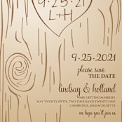"Fall Carving" - Save the Dates in Woodgrain by Amanda Joy - Detail
