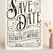 "Inked" - Save the Dates in Parchment by GeekInk Design - Front