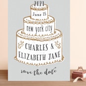 "There Will Be Cake" - Save the Dates in Dove by Megan Tamaccio - Front