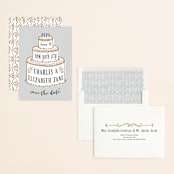 "There Will Be Cake" - Save the Dates in Dove by Megan Tamaccio - Assembled
