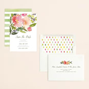 "Watercolor Floral" - Save the Dates in Rose by Yao Cheng Design - Assembled
