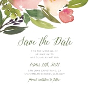 "Watercolor Floral" - Save the Dates in Rose by Yao Cheng Design - Detail
