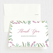 "Tropical Crest" - Sweet Sixteen Party Thank You Cards in Fuschia by Hallie Fischer - Front