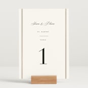 "Scripted Striped" - Table Numbers in Silk by Carolyn MacLaren - Displayed (stand not included)