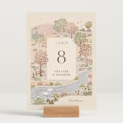 "Countryside" - Table Numbers in Rose Quartz by Paper Sun Studio - Displayed (stand not included)