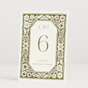 "Inlay Frame" - Table Numbers in Avocado by Katharine Watson - Folded