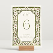 "Inlay Frame" - Table Numbers in Avocado by Katharine Watson - Displayed (stand not included)