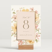 "Jardin" - Table Numbers in Carnation by Everett Paper Goods - Displayed (stand not included)