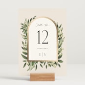 "Bliss" - Table Numbers in Champagne by Leah Bisch - Displayed (stand not included)