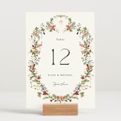 "Tropica" - Table Numbers in Papaya by Susan Moyal - Displayed (stand not included)