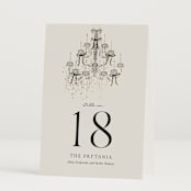 "Hand Illustrated Whimsical Chandelier" - Table Numbers in Noir by Jackie Crawford - Folded