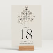 "Hand Illustrated Whimsical Chandelier" - Table Numbers in Noir by Jackie Crawford - Displayed (stand not included)