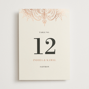 "Regal Mehndi" - Table Numbers in Champagne Rose by Oma N. Ramkhelawan - Front