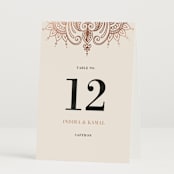 "Regal Mehndi" - Table Numbers in Champagne Rose by Oma N. Ramkhelawan - Folded