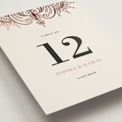 "Regal Mehndi" - Table Numbers in Champagne Rose by Oma N. Ramkhelawan - Detail