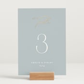 "Delicacy" - Table Numbers in Dusty Blue by Angela Thompson - Displayed (stand not included)