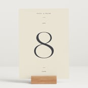 "Walnut" - Table Numbers in Linen by Blustery August - Displayed (stand not included)