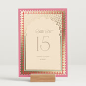 "Mandapam" - Table Numbers in Carnation by Creo Study - Displayed (stand not included)