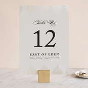 "Deco Fan Border" - Table Numbers in Classic White by Kelly Schmidt - Front