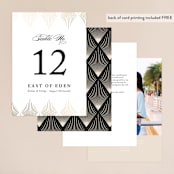 "Deco Fan Border" - Table Numbers in Classic White by Kelly Schmidt - Back of Card Options