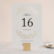 "Gilded Leaves" - Table Numbers in Classic White by Kelly Schmidt - Front