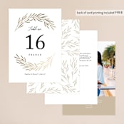 "Gilded Leaves" - Table Numbers in Classic White by Kelly Schmidt - Back of Card Options
