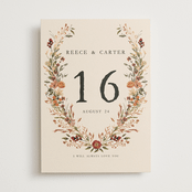 "Monogrammed Floral" - Table Numbers in Harvest by Susan Moyal - Front