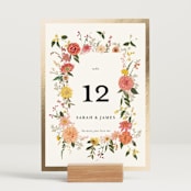 "Enchanting" - Table Numbers in Burgundy by Susan Moyal - Displayed (stand not included)