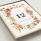 "Enchanting" - Table Numbers in Burgundy by Susan Moyal - Detail